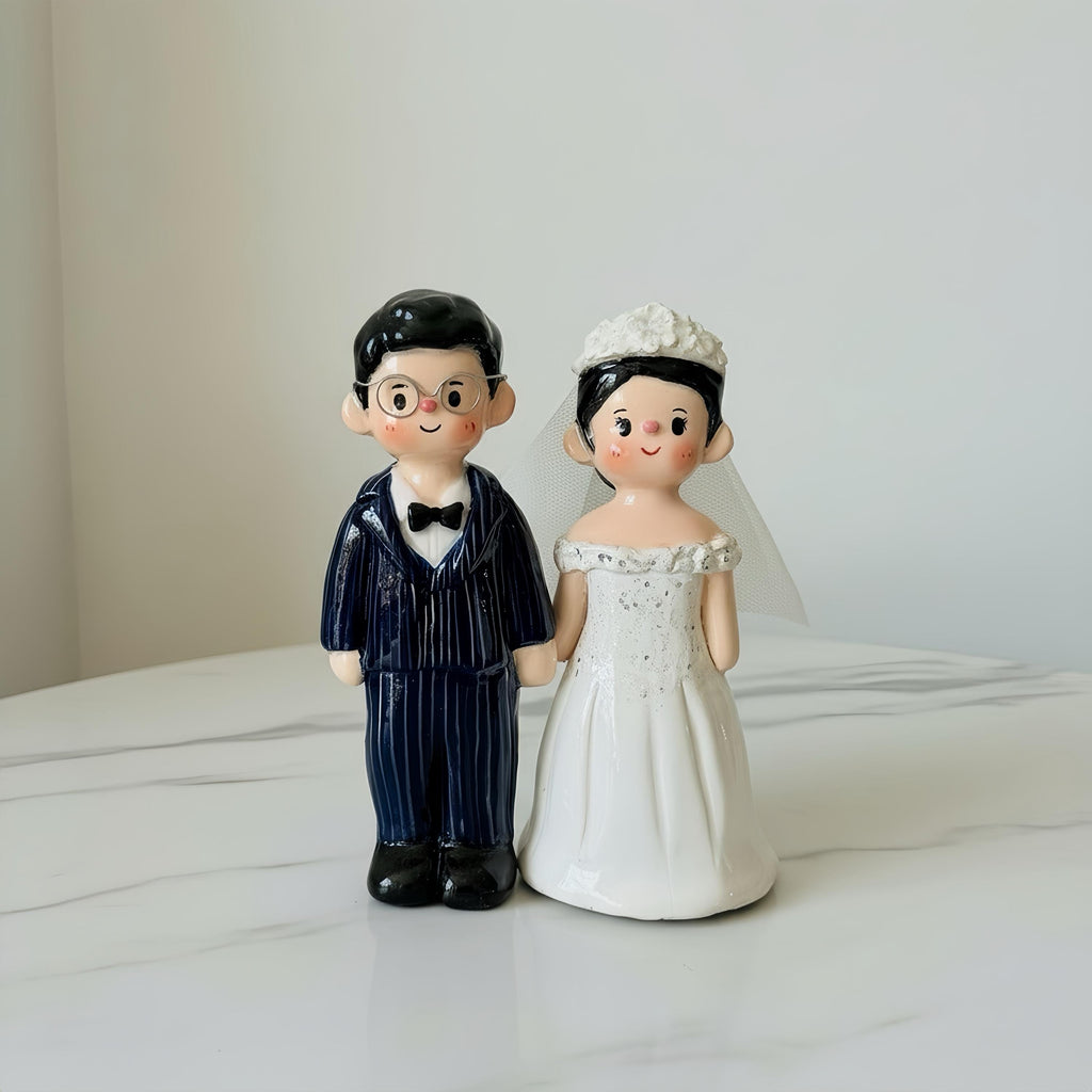 Custom Wedding Cake Topper – Handmade Clay Bride and Groom Figurine