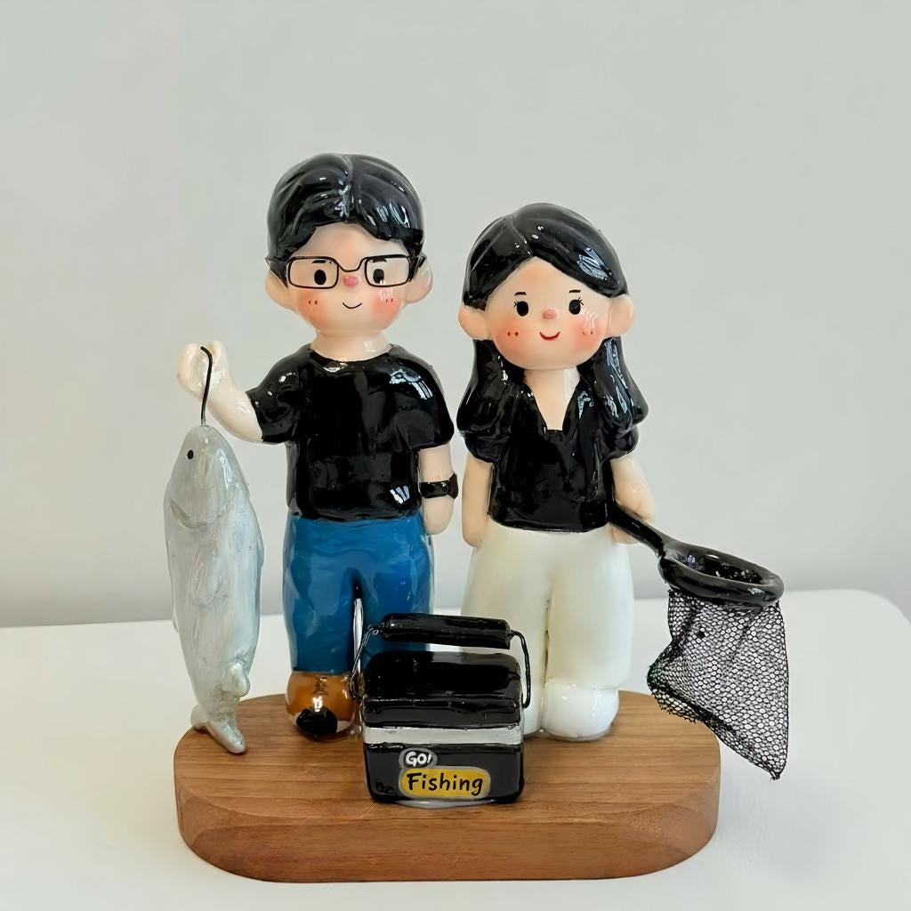 Custom Wedding Cake Topper – Handmade Clay Bride and Groom Figurine