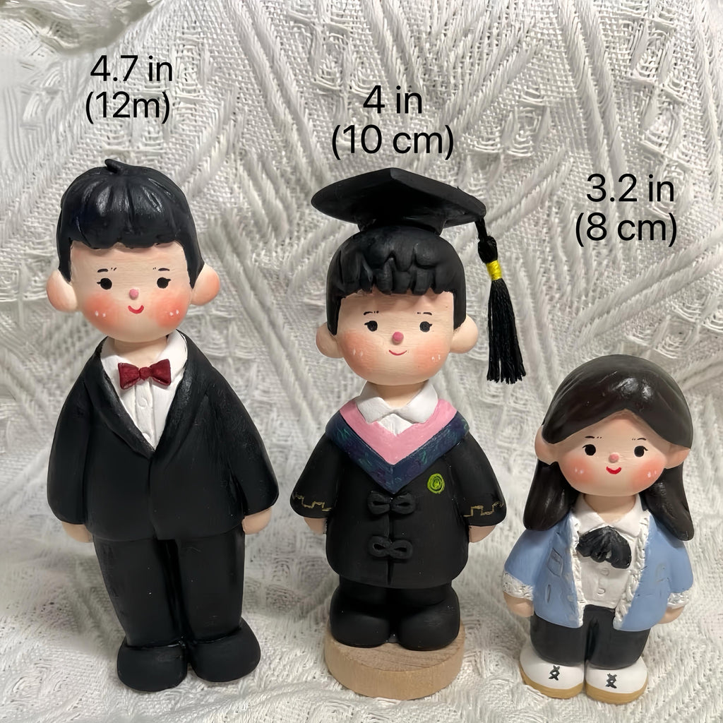 Personalized Graduation Figurine - Handmade Clay Portrait Sculpture