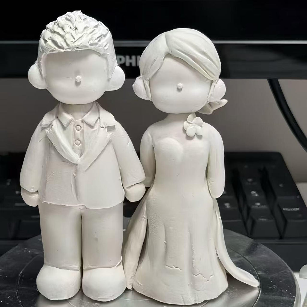 Fishing Couple Clay Cake Topper – Personalized Handmade Figurine