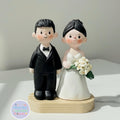 Custom Wedding Cake Topper – Handmade Clay Bride and Groom Figurine