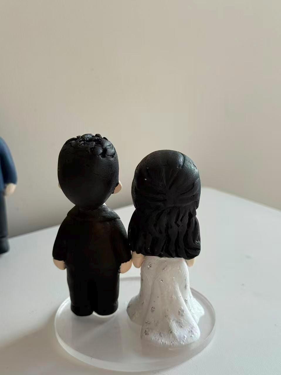 Custom Wedding Cake Topper – Handmade Clay Bride and Groom Figurine