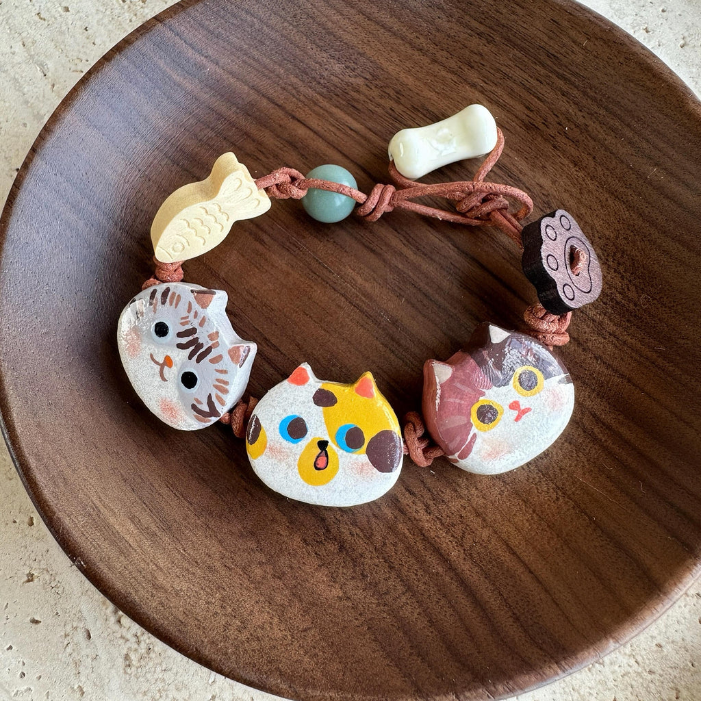 Custom Cat Face Bracelet – Handmade Pet Portrait Jewelry, Personalized Cat Lover Gift