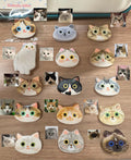 Custom Cat Portrait Keychain – Handmade Stone Clay Magnet, Brooch