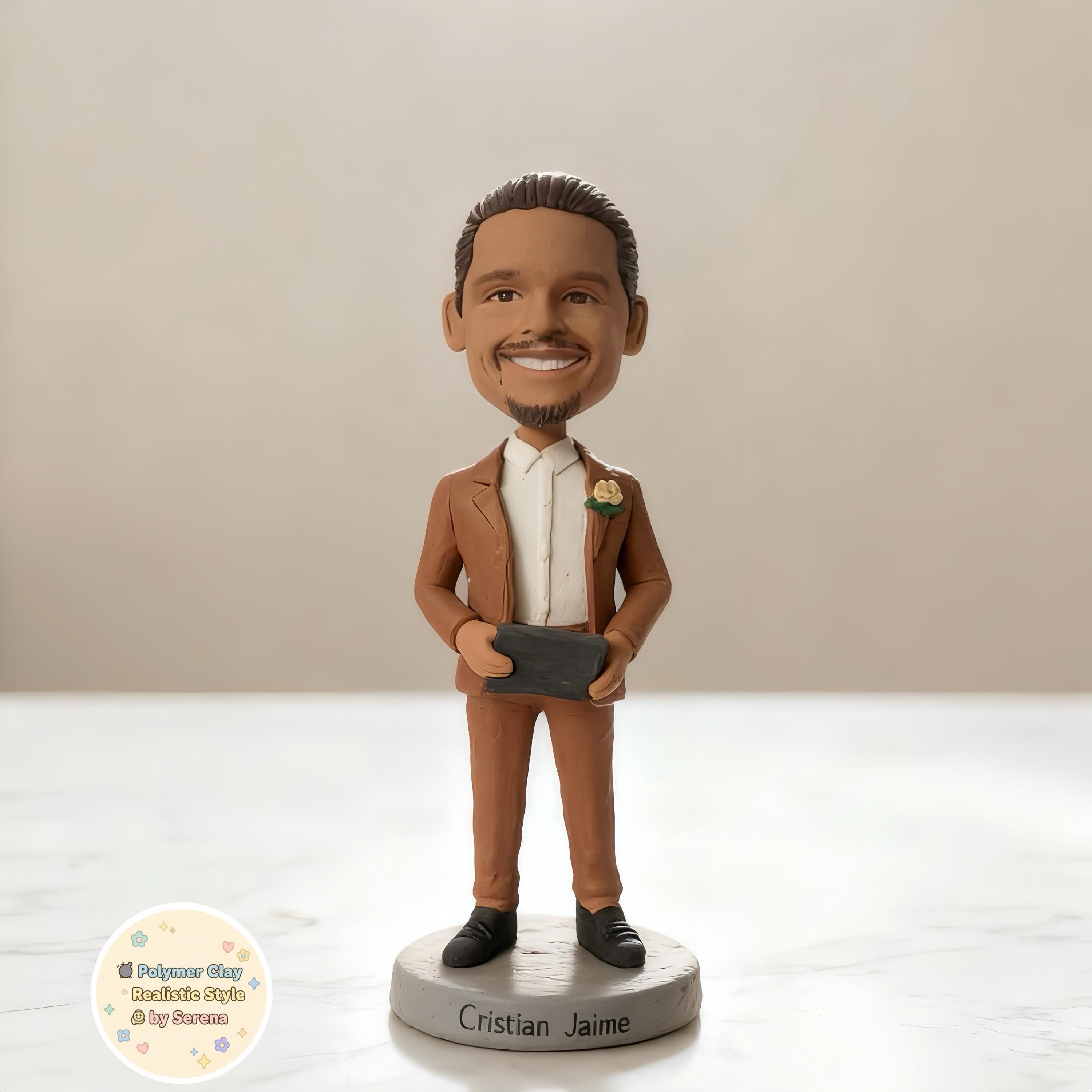 Custom Caricature Bobblehead – Personalized Clay Figurine, Gift for Him