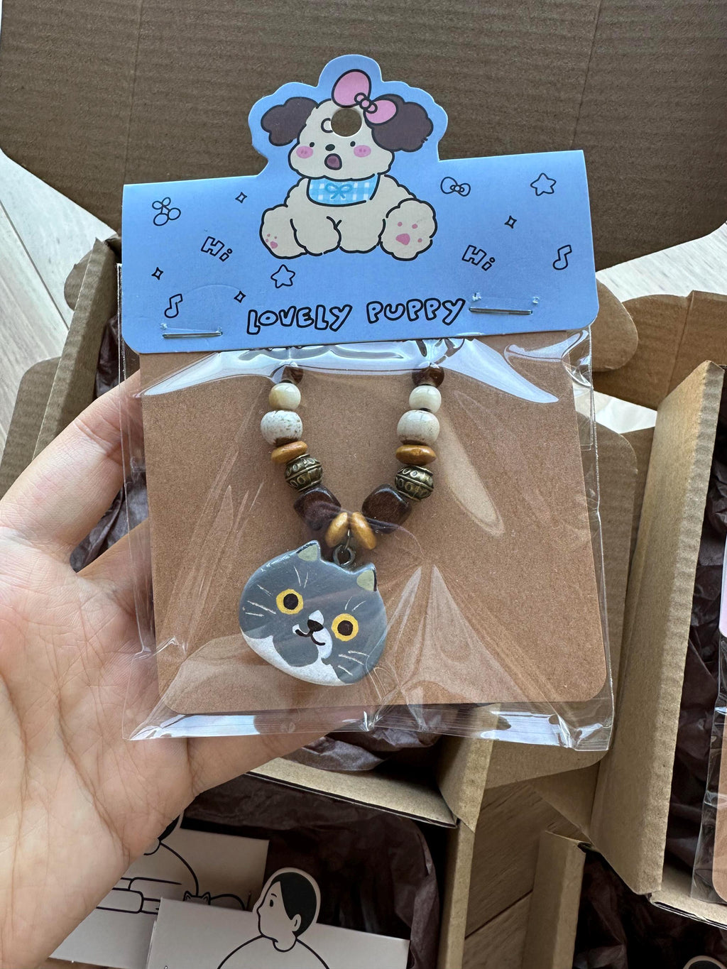 Custom Cat Portrait Necklace – Handmade Stone Clay Pet Pendant