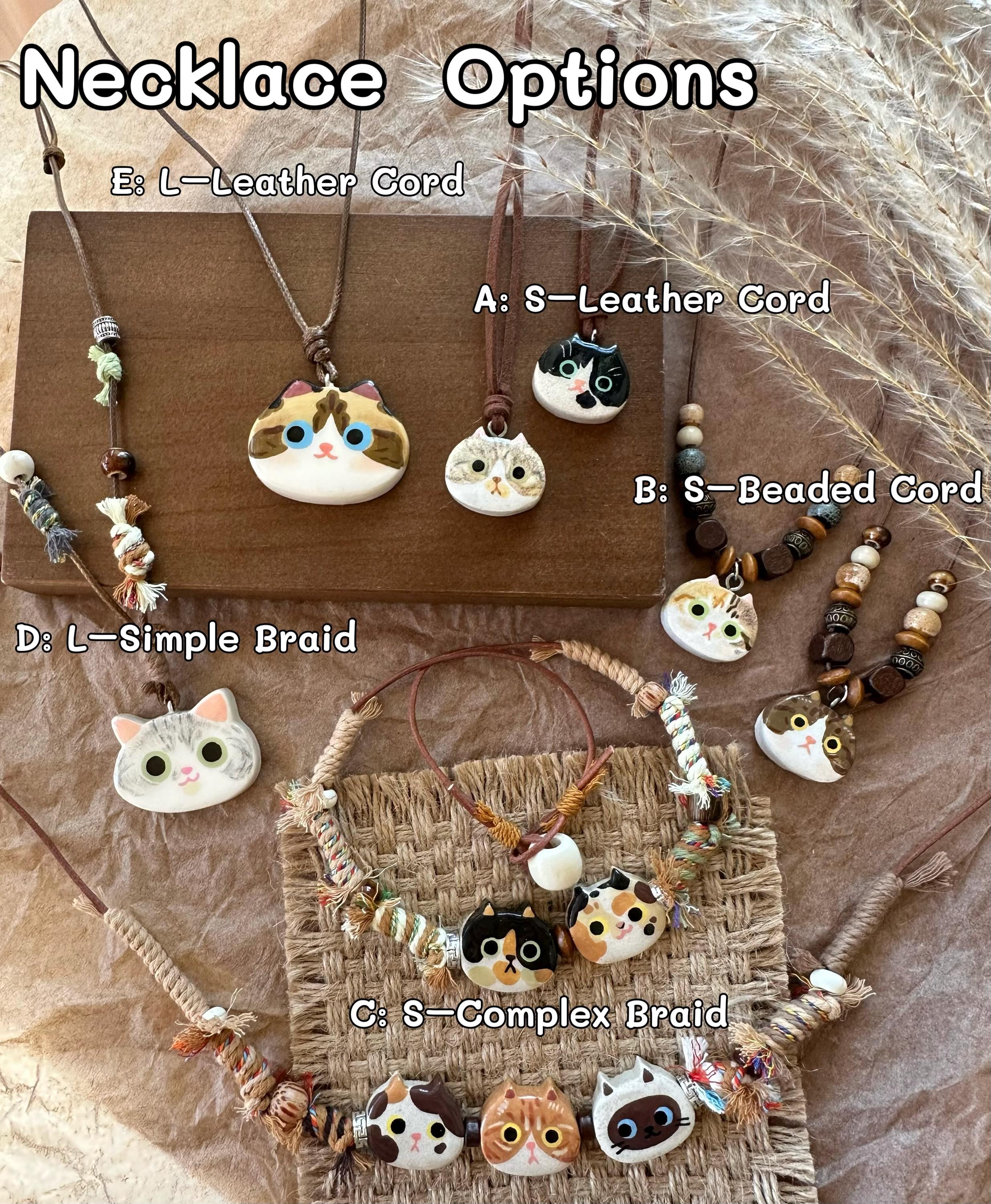 Custom Cat Portrait Necklace – Handmade Stone Clay Pet Pendant