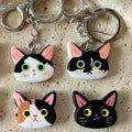 Custom Cat Face Keychain – Handmade Stone Clay Fridge Magnet, Brooch