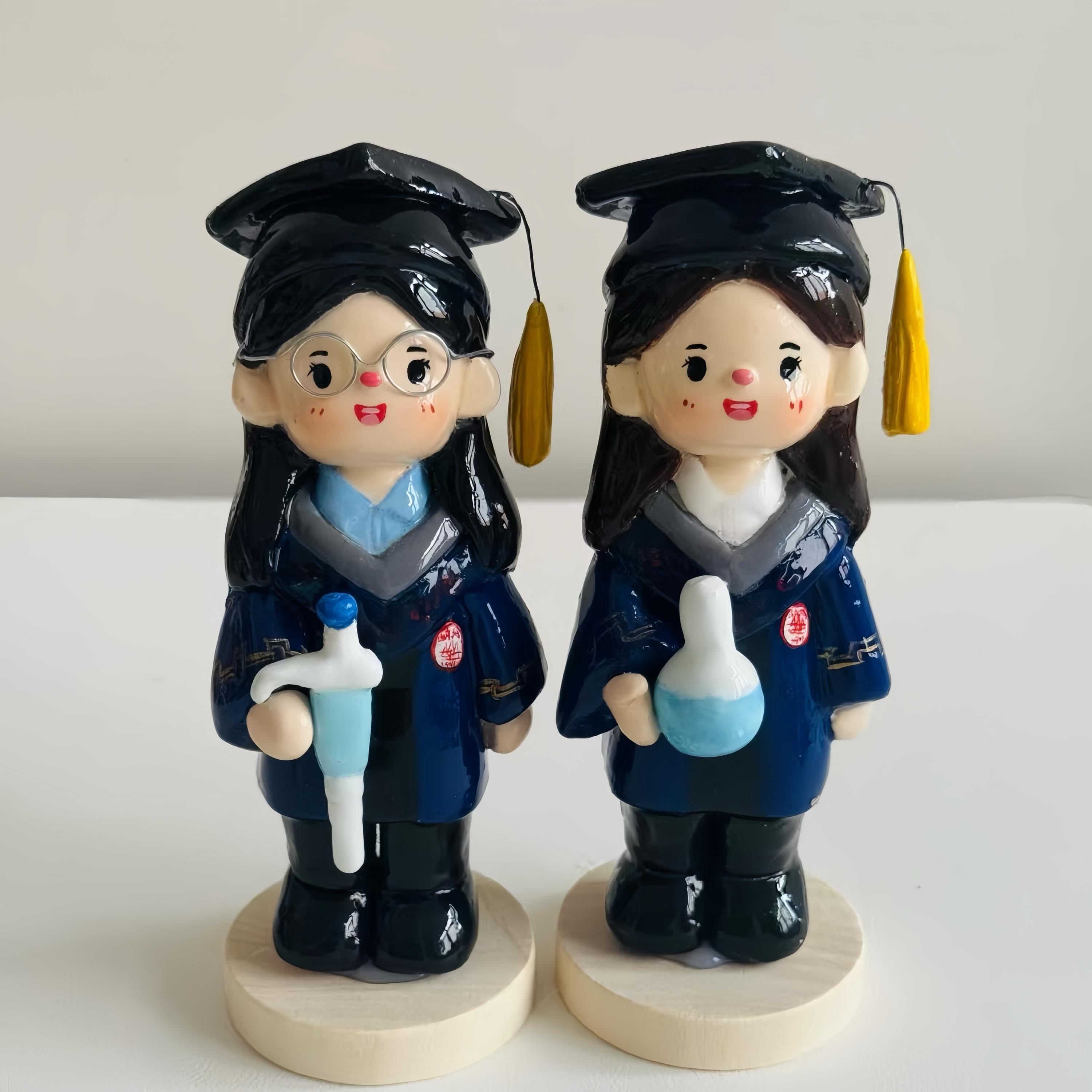Personalized Graduation Figurine - Handmade Clay Portrait Sculpture