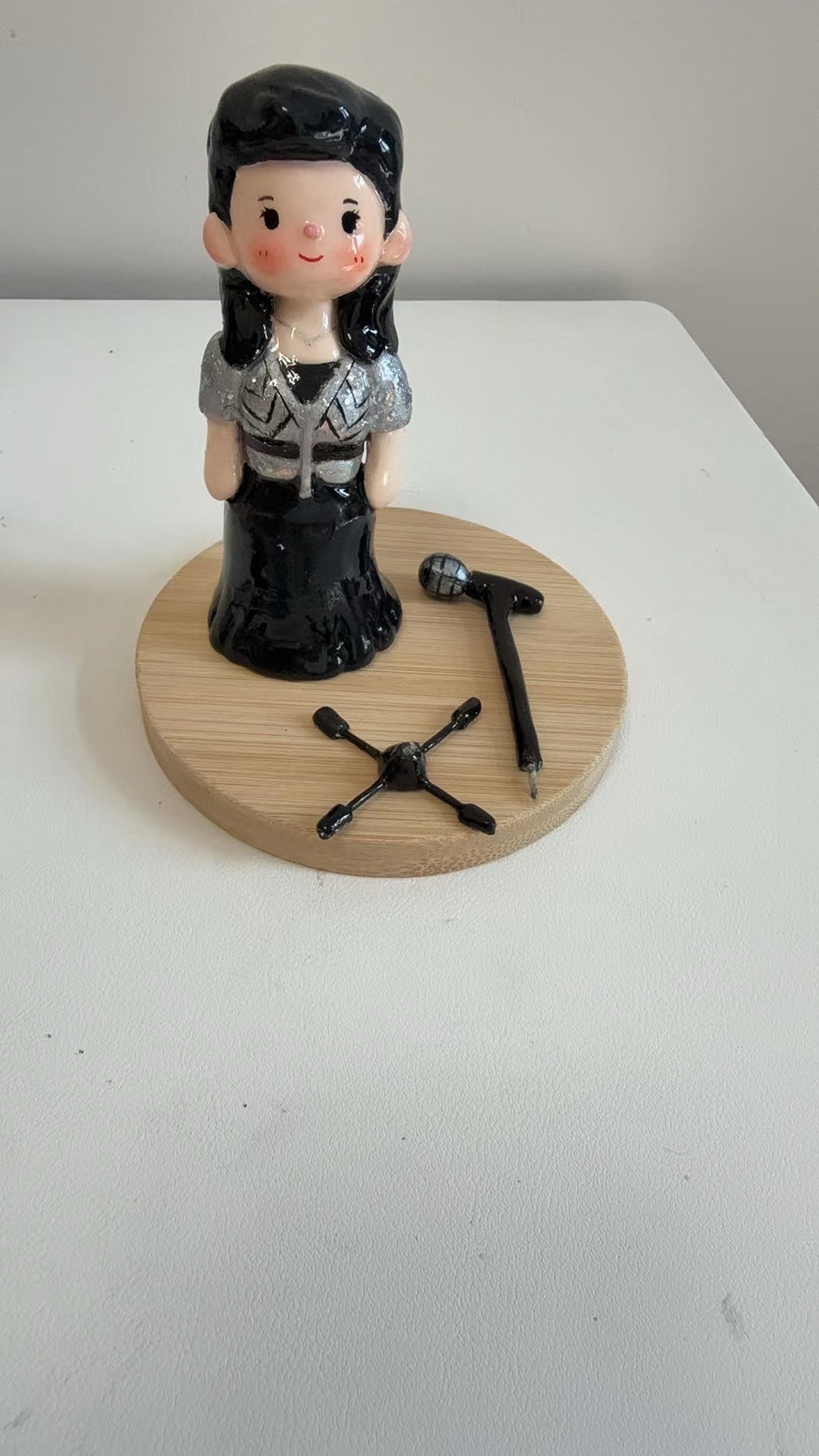 Personalized Clay Figurine: Handmade Sporty Girl Portrait Sculpture