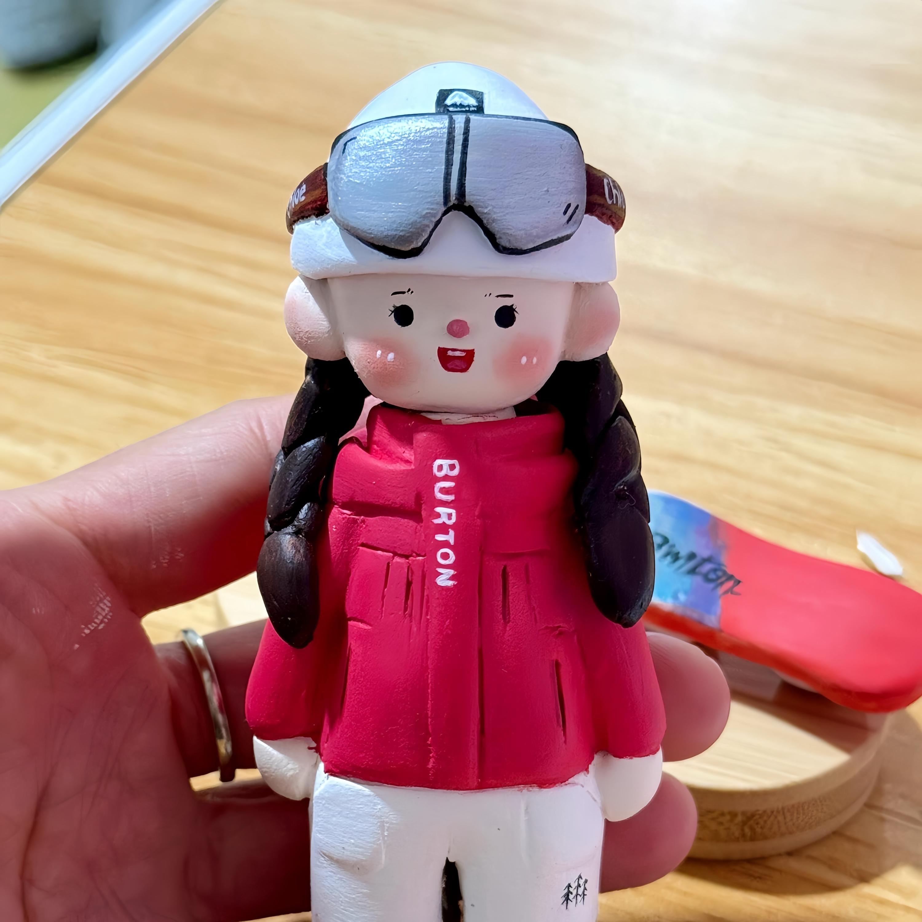 Custom Skiing Cake Topper – Handmade Clay Figurine Gift