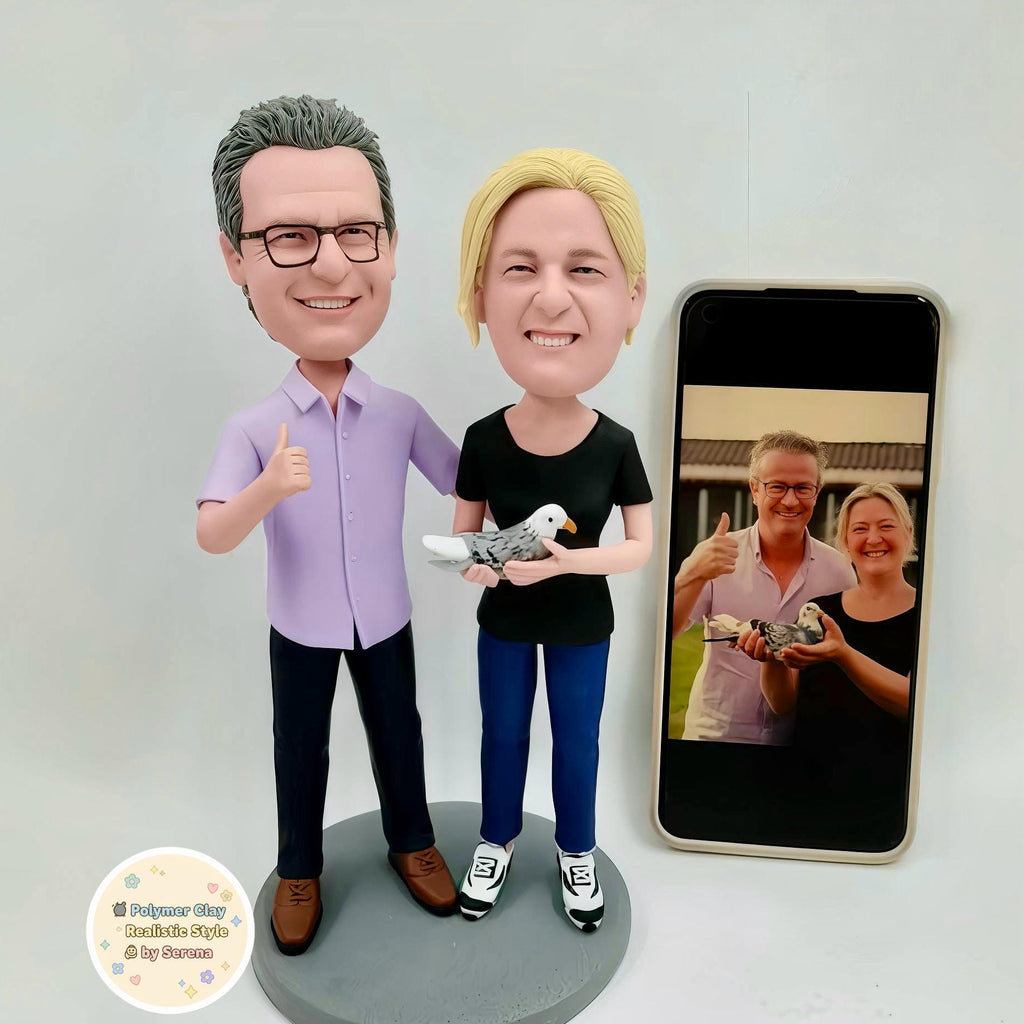 Custom Family Bobbleheads – Personalized Clay Keepsake, Wedding Cake Topper