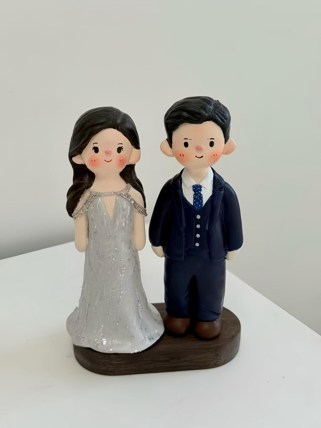 Custom Wedding Cake Topper – Handmade Clay Bride and Groom Figurine