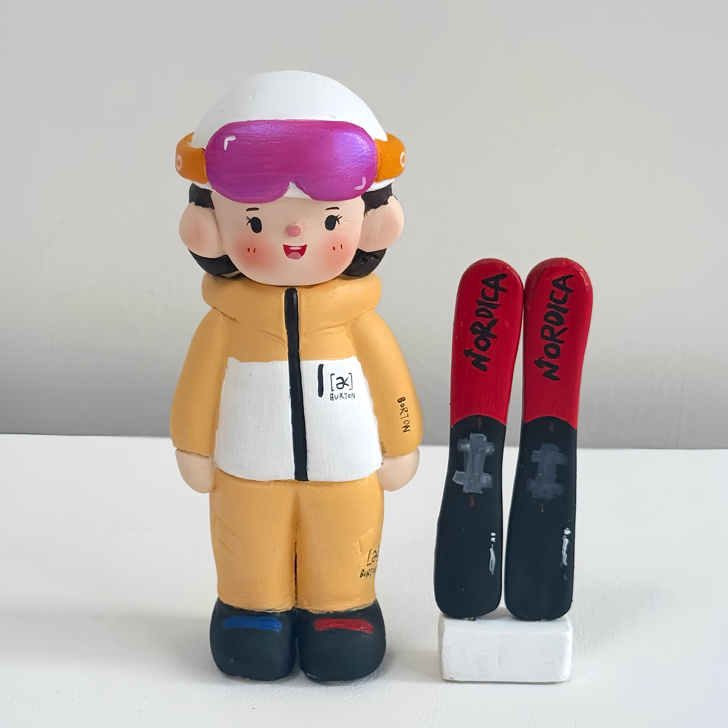 Custom Skiing Cake Topper – Handmade Clay Figurine Gift