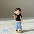 Personalized Clay Figurine: Handmade Sporty Girl Portrait Sculpture