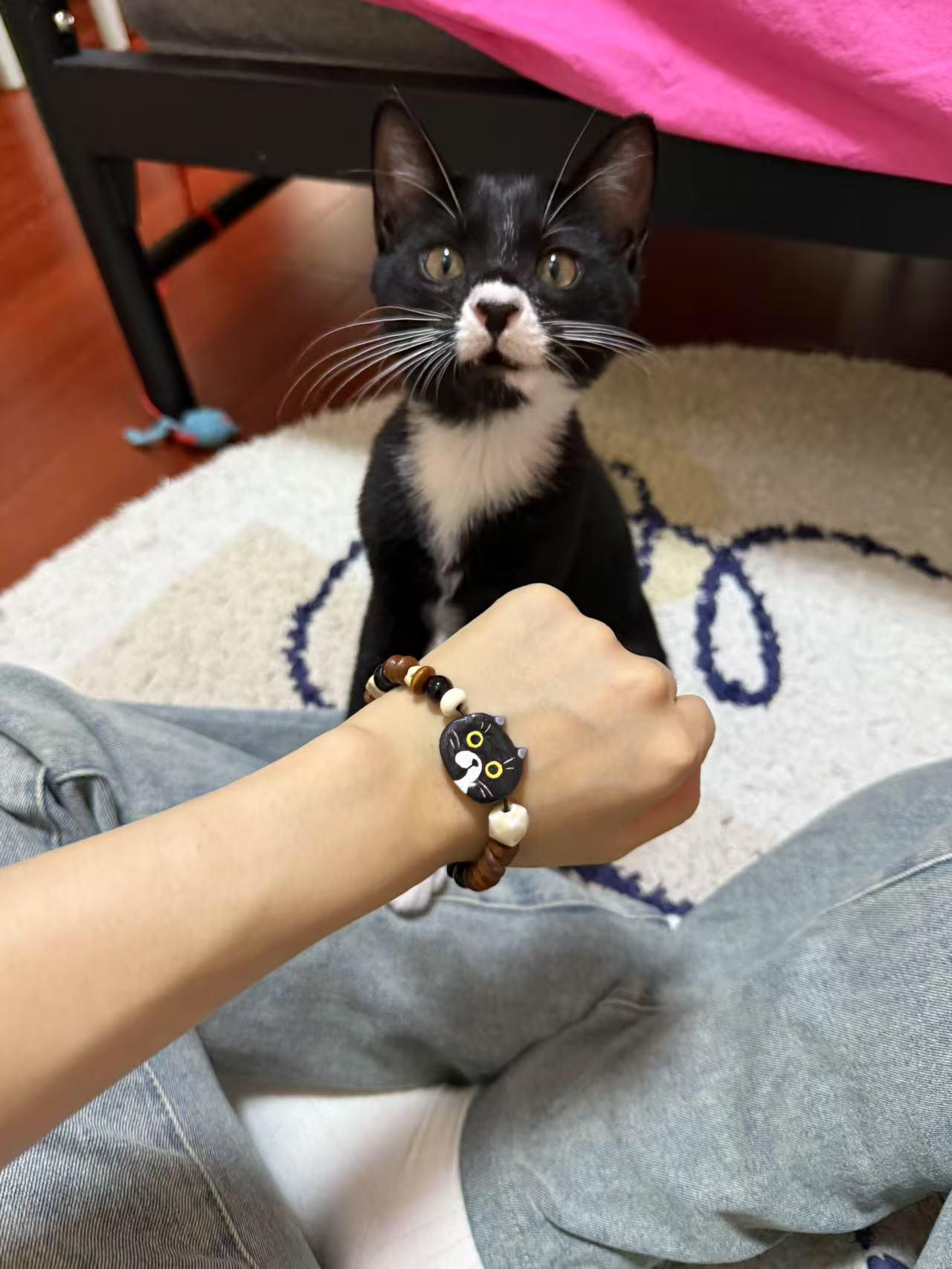 Custom Cat Portrait Bracelet – Handmade Beaded Pet Memorial Jewelry