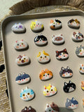 Custom Cat Face Fridge Magnet – Handmade Stone Clay Keychain, Brooch