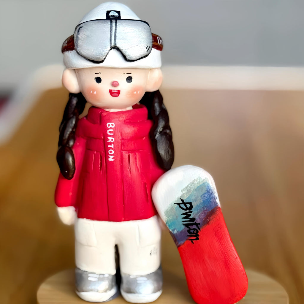 Custom Skiing Cake Topper – Handmade Clay Figurine Gift