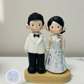 Custom Wedding Cake Topper – Handmade Clay Bride and Groom Figurine
