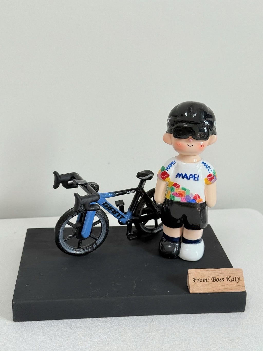 Personalized Bicycle Cake Topper – Custom Clay Biker Figurine