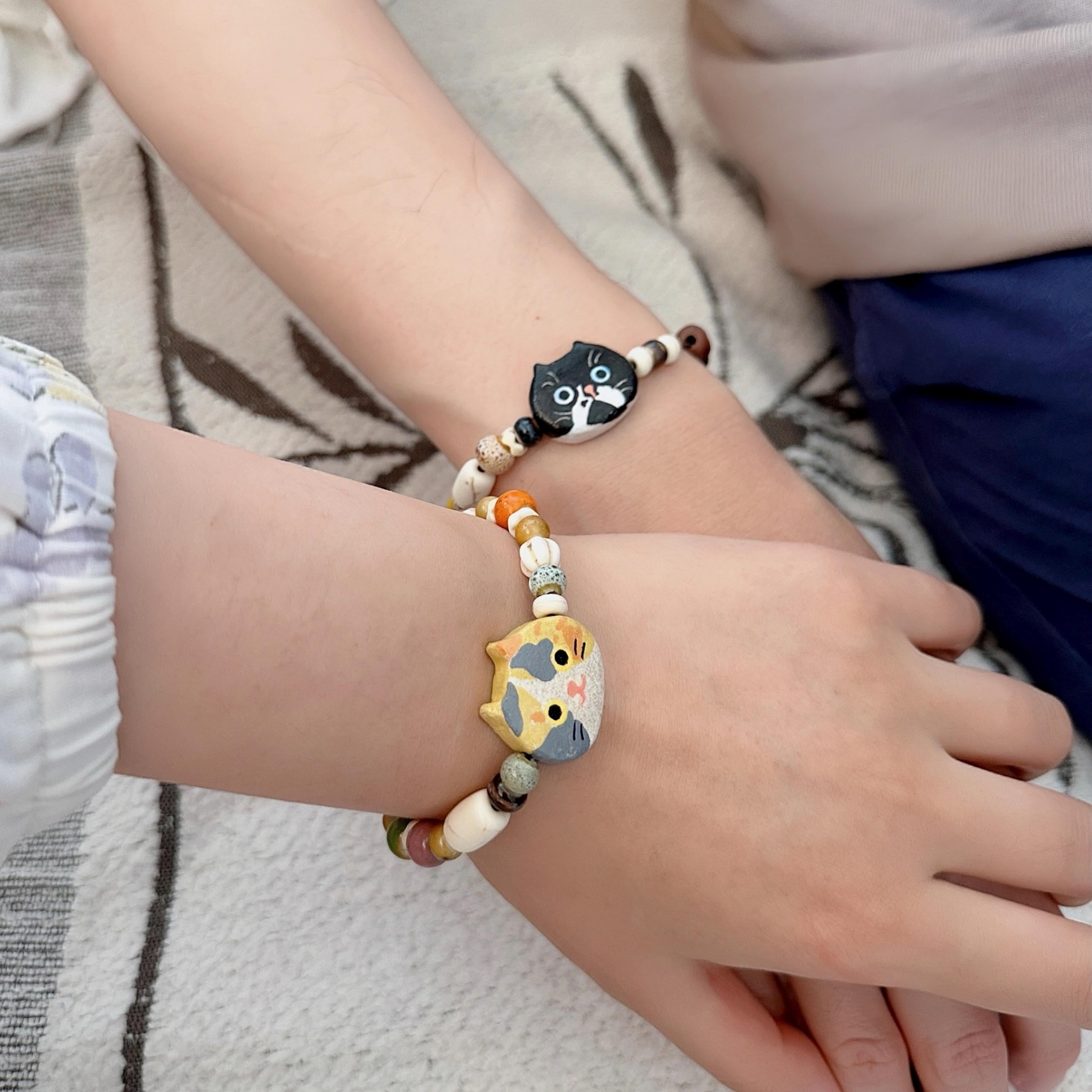 Custom Cat Face Bracelet – Handmade Pet Portrait Jewelry, Personalized Cat Lover Gift