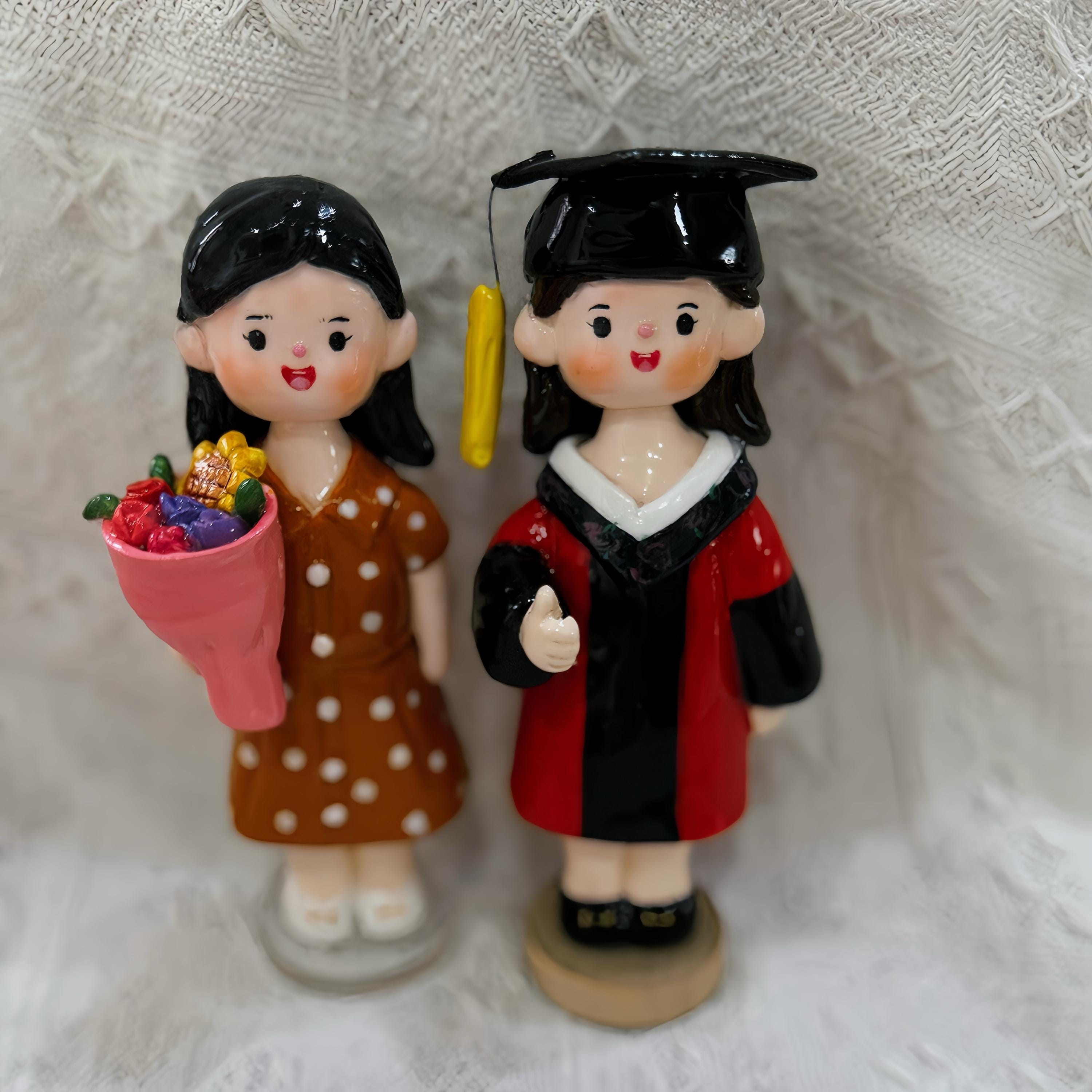 Personalized Graduation Figurine - Handmade Clay Portrait Sculpture