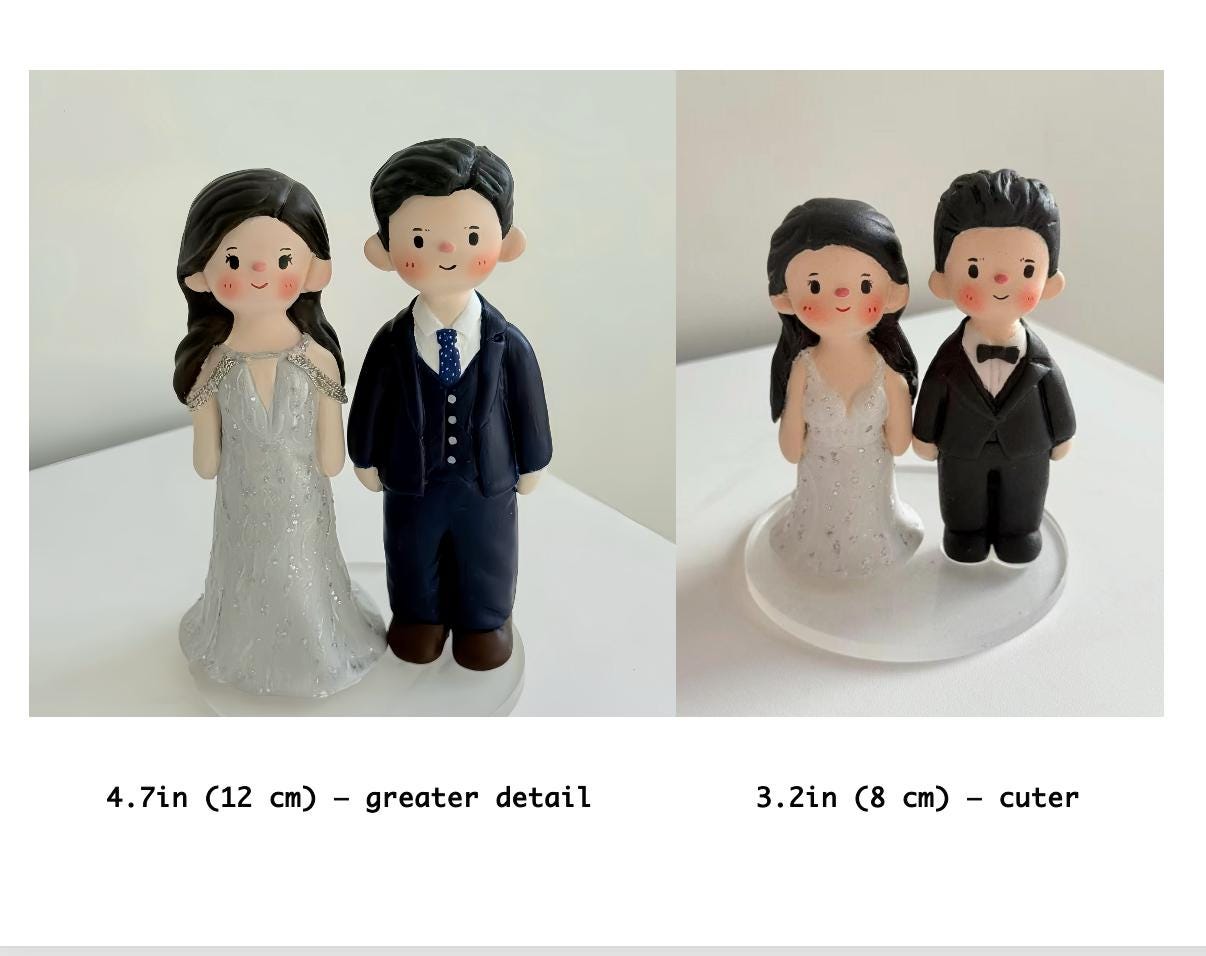 Custom Wedding Cake Topper – Handmade Clay Bride and Groom Figurine