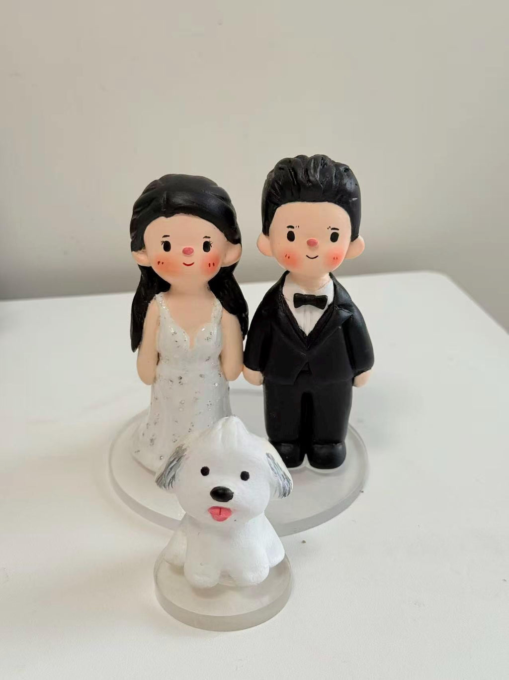 Custom Wedding Cake Topper – Handmade Clay Bride and Groom Figurine